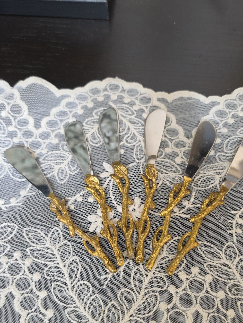 ACME Gold Branch-Handle Spreader Set with Silver Blades